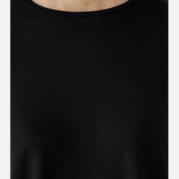 Eileen Fisher Black Fine Jersey Crew Neck Long Length Top - Picture 4 of 5